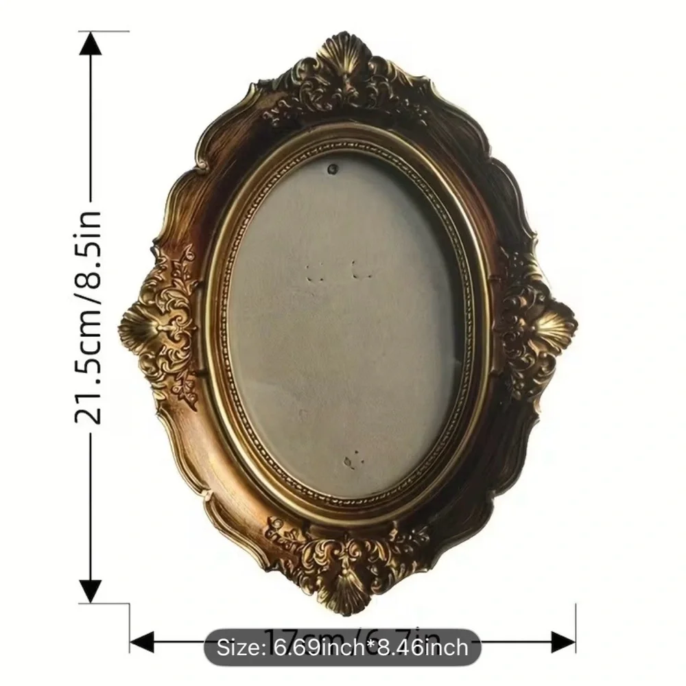 Ornate Gold Oval Picture Frame with Floral Art - Picture 2 of 2